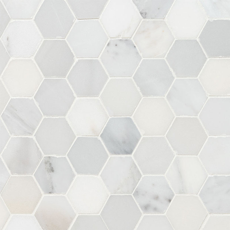MSI - Arabescato Carrara Tile - 2" Hexagon Honed Mosaic Tile