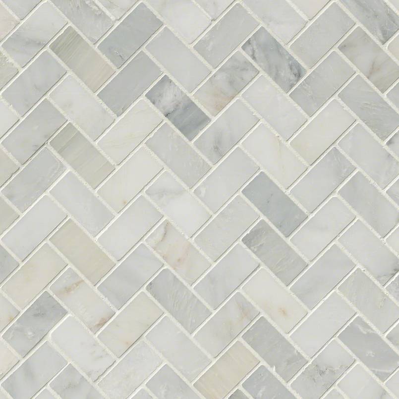 MSI - Arabescato Carrara Tile - Herringbone Pattern