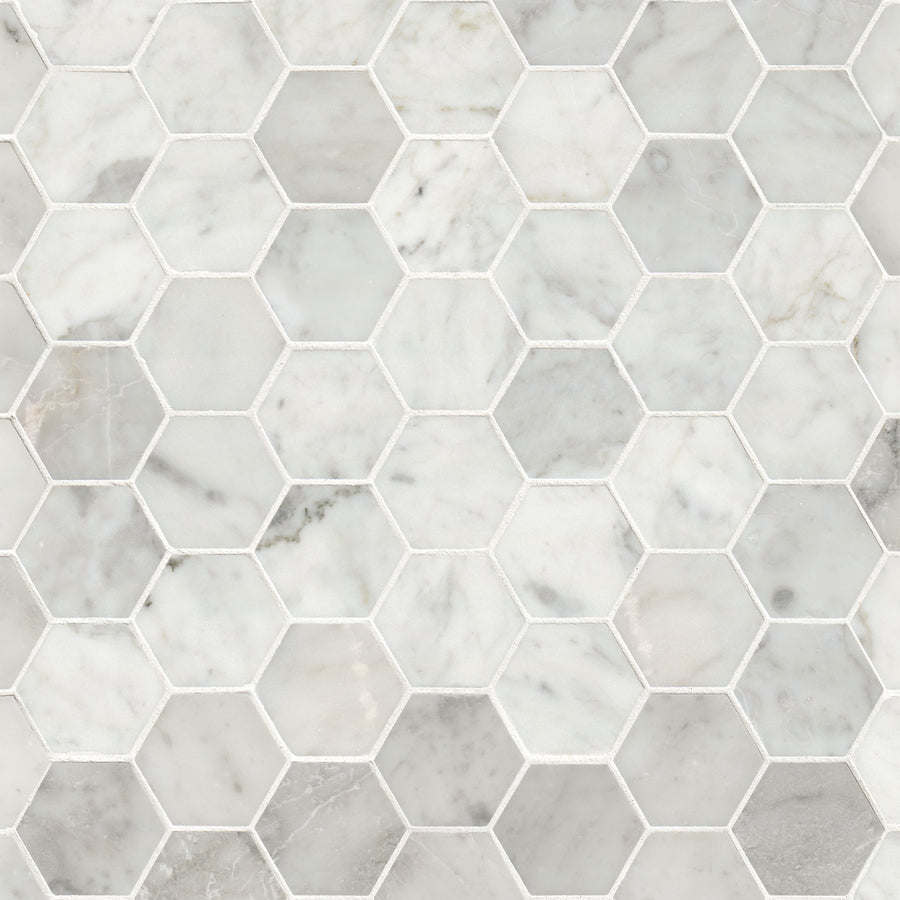 MSI - Carrara White 2" Hexagon Honed - Tile - PATTERN