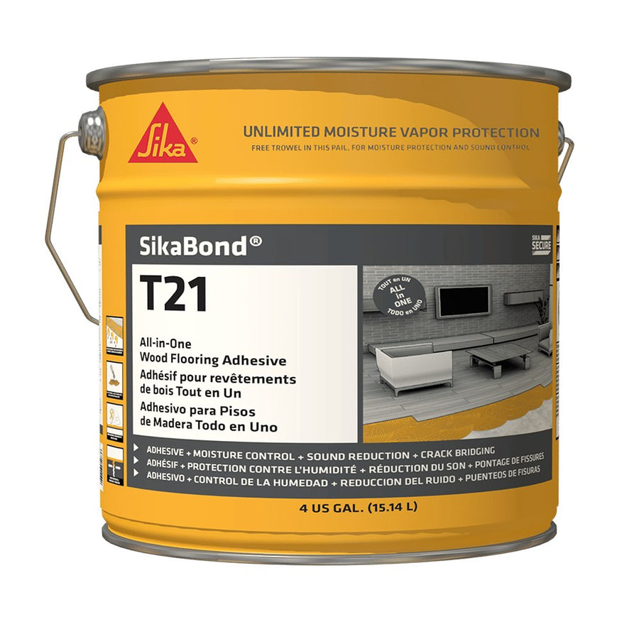 Sika - Sikabond-T21 Wood Flooring Urethane Adhesive, Moisture and Sound Reduction Membrane - 15.40 L (4 US gal)