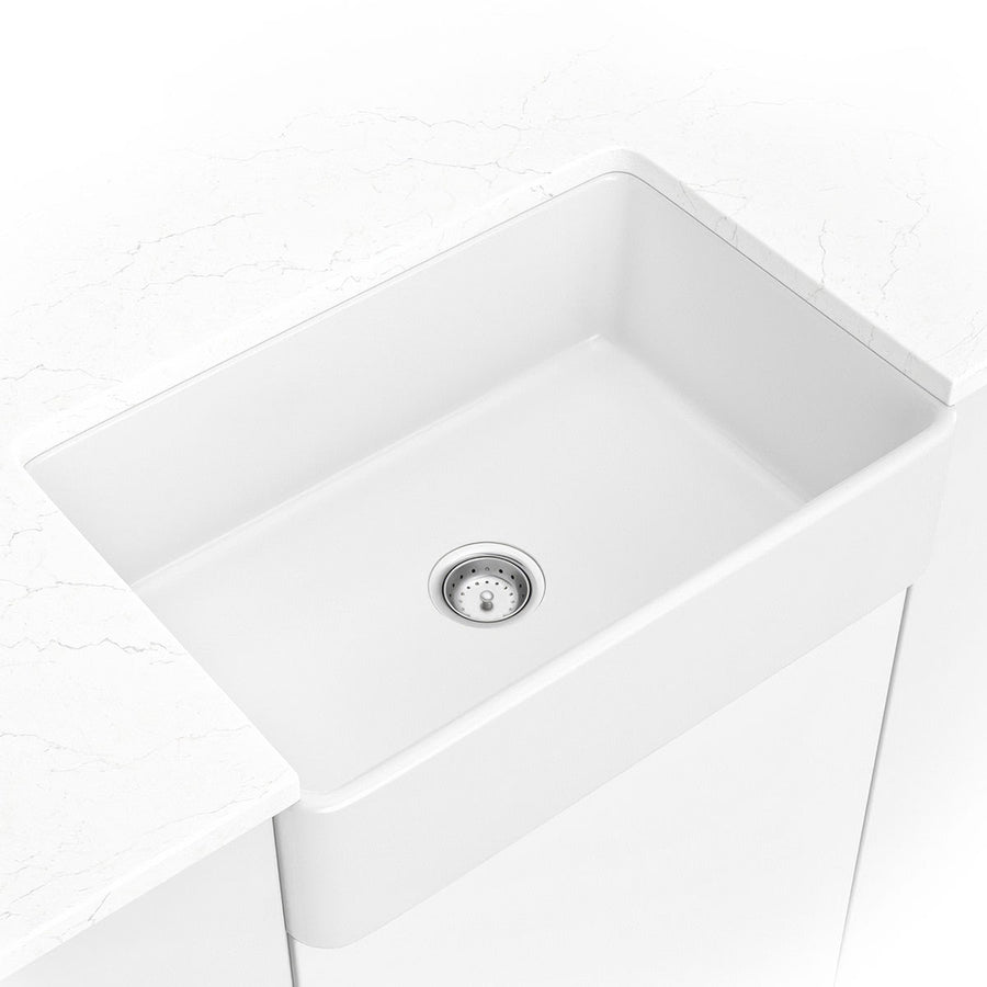 MSI - Fireclay Sinks - Fireclay Farmhouse Single Bowl Sink 3020 - White