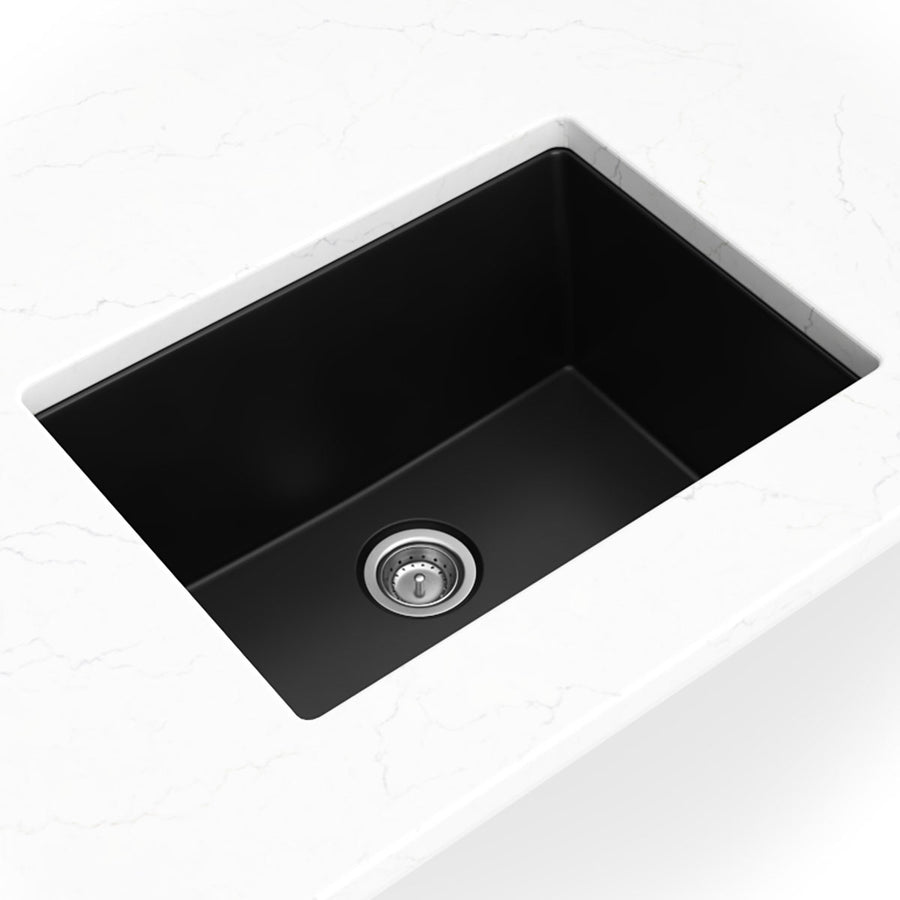 MSI - Stainless Steel Sinks - Single Bowl Sink 2418 - Black Quartz