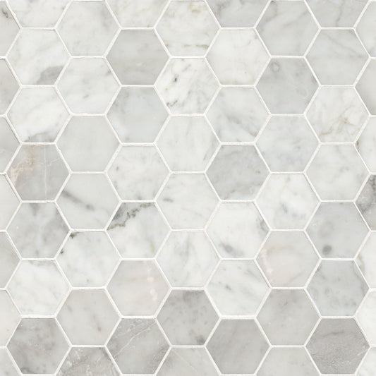 MSI - Carrara White 2" Hexagon Honed - Tile - PATTERN