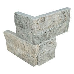 MSI - RockMount™ Stacked Stone M Series Panels -  Silver Travertine Mini Corner - 4.5" x 9"