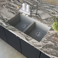 MSI - Stainless Steel Sinks - Double Bowl Sink 50/50-3219 - Grey Quartz