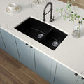 MSI - Stainless Steel Sinks - Double Bowl Sink 60/40-3219 - Black Quartz