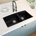 MSI - Stainless Steel Sinks - Double Bowl Sink 60/40-3219 - Black Quartz