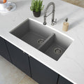 MSI - Stainless Steel Sinks - Double Bowl Sink 60/40-3219 - Grey Quartz