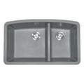 MSI - Stainless Steel Sinks - Double Bowl Sink 60/40-3219 - Grey Quartz