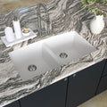 MSI - Stainless Steel Sinks - Double Bowl Sink 50/50-3219 - White Quartz