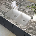 MSI - Stainless Steel Sinks - Double Bowl Sink 50/50-3219 - White Quartz