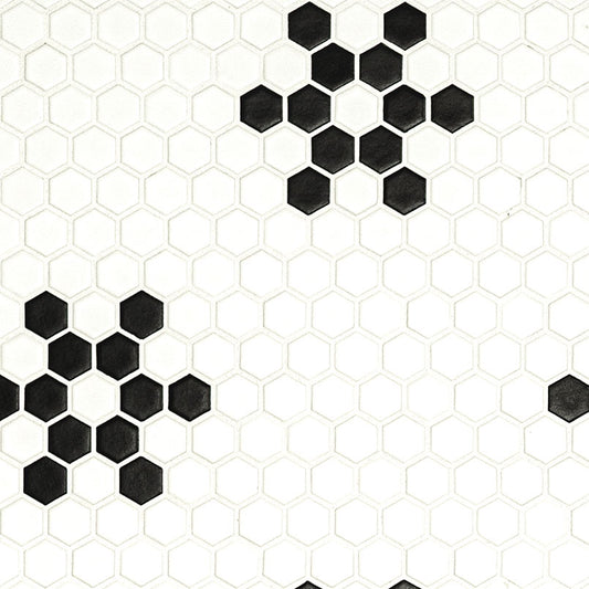 MSI - Domino Collection - White And Black Mod Petal Pattern Matte - 1"