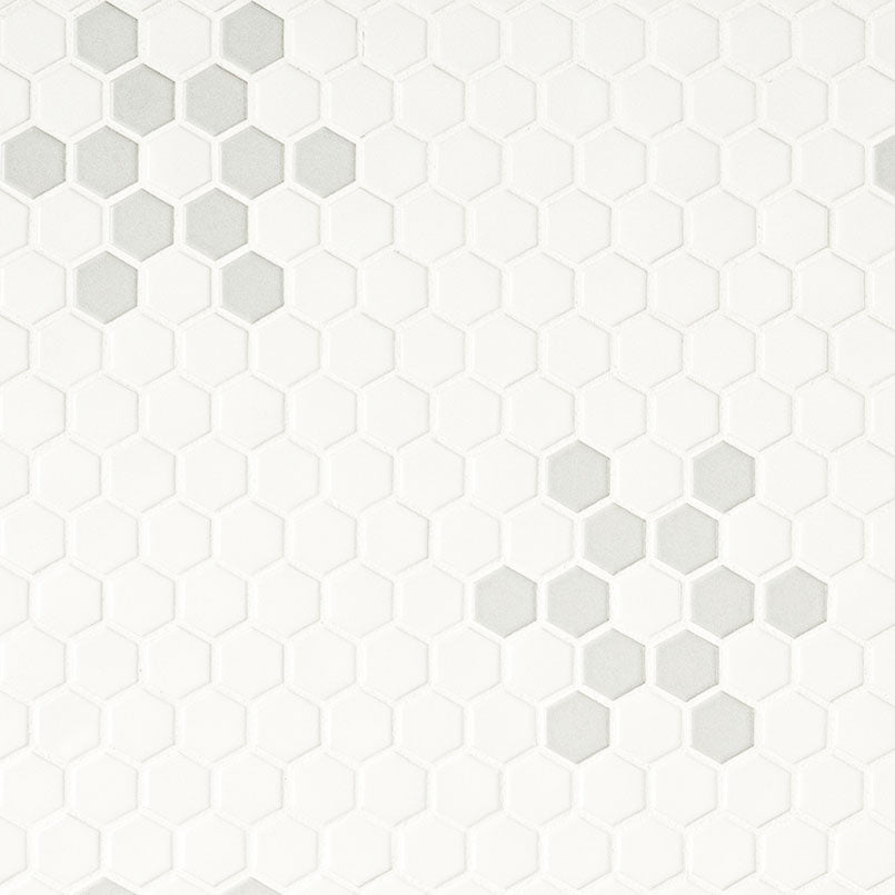 MSI - Domino Collection - White And Gray Mod Petal Pattern Matte - 1"