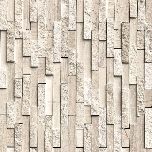 MSI - Stacked Stone Collection - White Quarry Splitface Interlocking - Wall Tile
